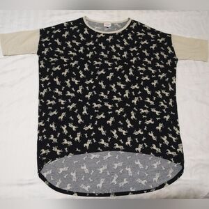 Black and Cream Unicorn Print T-Shirt